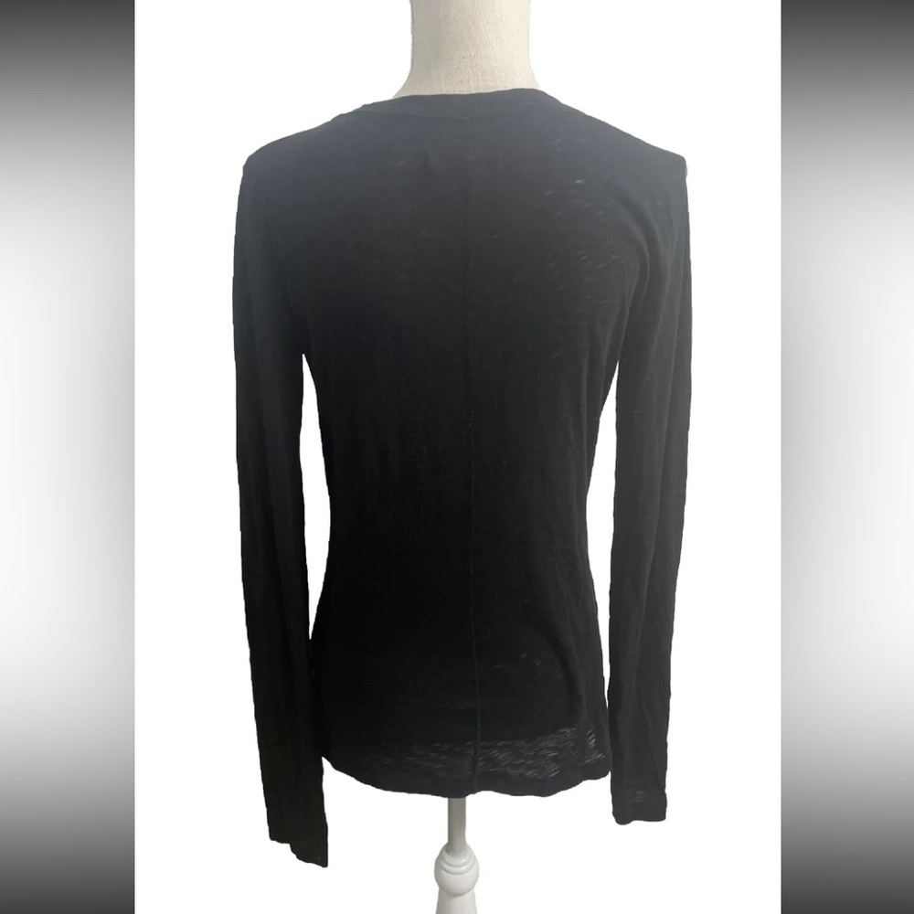 Rag & Bone Womens Black Cotton Burnout Crewneck Long Sleeves T-Shirt Top Size M - Picture 4 of 7